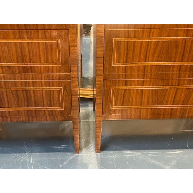 Transitional Pair of Italian Walnut Inlaid Side Tables For Sale - Image 3 of 8