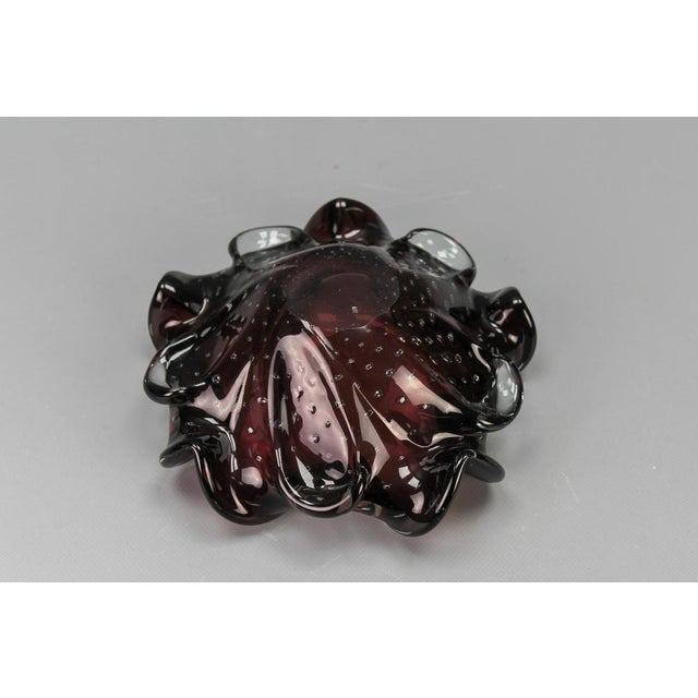 Mid-Century Dark Purple Murano Bubble Glass Bowl, Italy, 1960s For Sale - Image 13 of 17