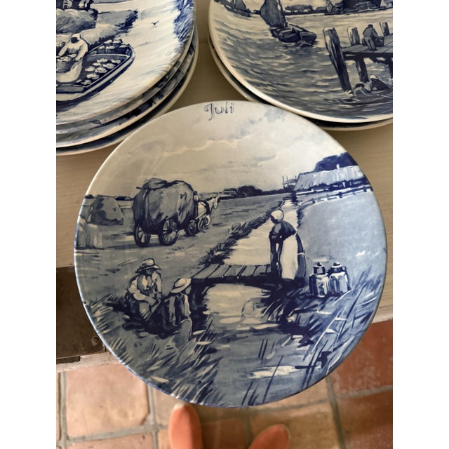 Blue Series 1661 Wall Plate by Delft, 1950s, Set of 12 For Sale - Image 8 of 12