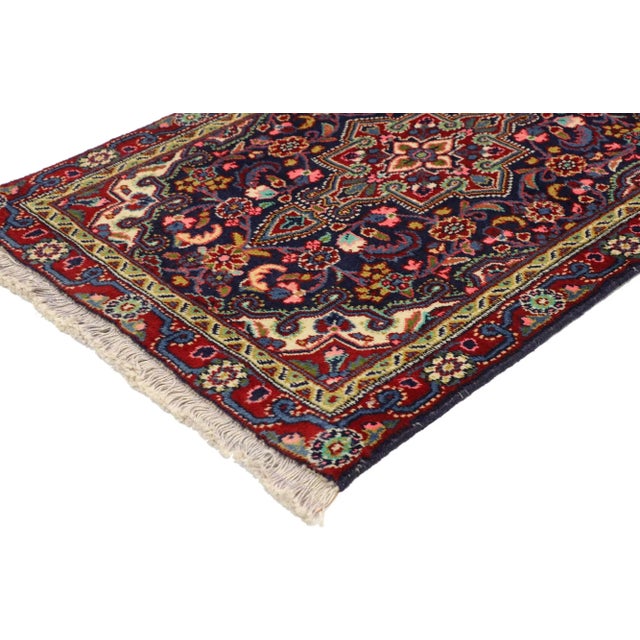 76219 Vintage Persian Hamadan Accent Rug, Small Persian Rug 01'10 X 02'10 From Esmaili Rugs Collection. This vibrant...