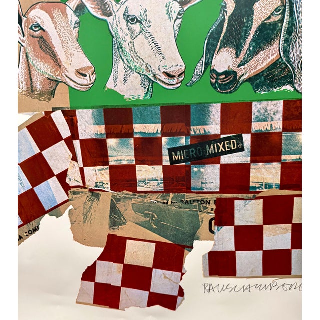 Robert Rauschenberg 1970s Robert Rauschenberg, Large Pop Art Screenprint Collage Photo Lithograph Goat Chow Robert Rauschenberg For Sale - Image 4 of 17