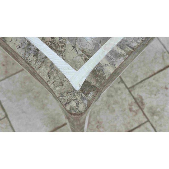 Gray Maitland-Smith Style Tessellated Marble Stone Game / Dining Table – Neoclassical Modern Luxury For Sale - Image 8 of 14
