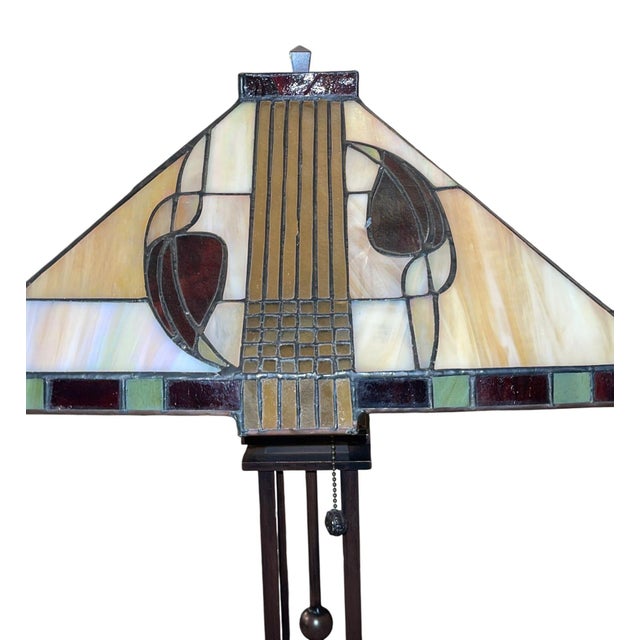 Pair Arts & Crafts Style Metal & Glass Table Lamps. u.s.a. Late 20th Century. For Sale - Image 10 of 11
