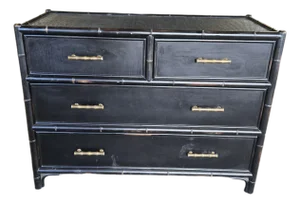 Vintage Bloomingdales 5 Drawer Rattan Chest of Drawers