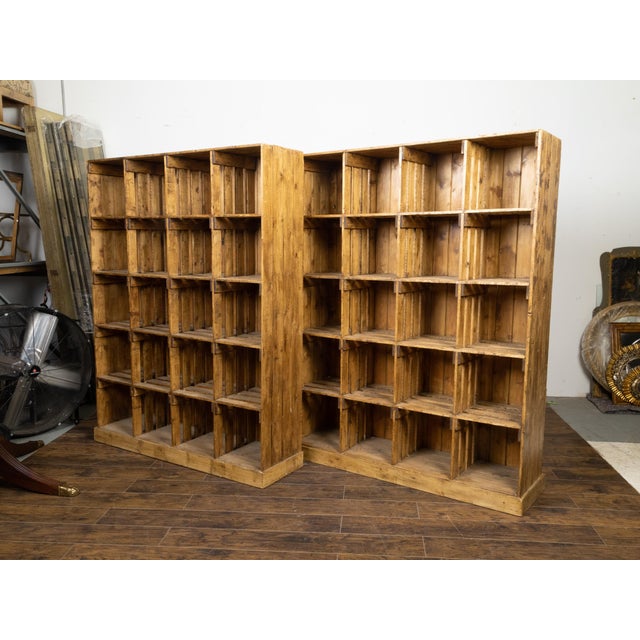 Wood Vintage Raw Wood Pine Storage or Display Cabinets with Cubby Holes, Sold Each For Sale - Image 7 of 12