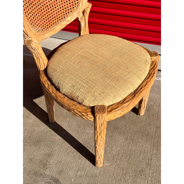 Faux Bois Carved Wood Dining Chairs Pair Chairish