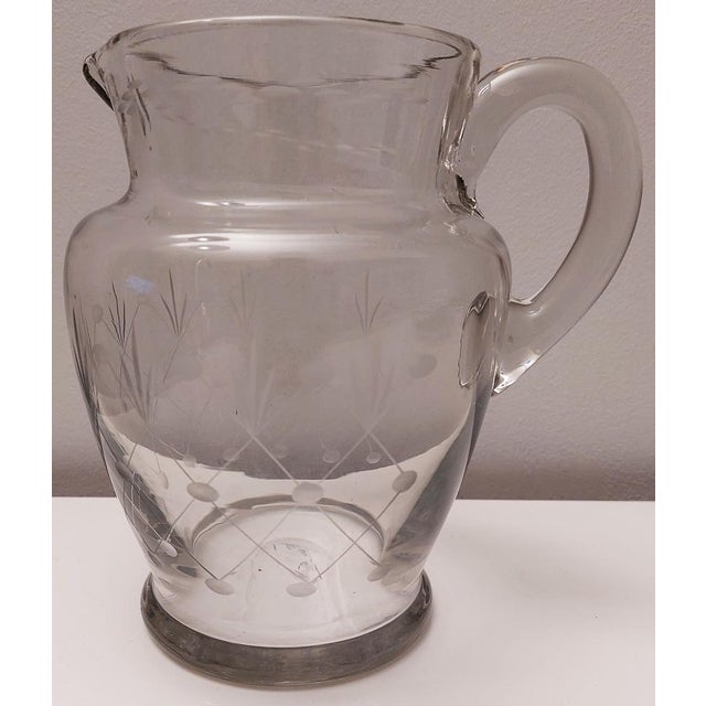 1930s Antique Crystal and Cut Glass Pitcher, 1930s For Sale - Image 5 of 10