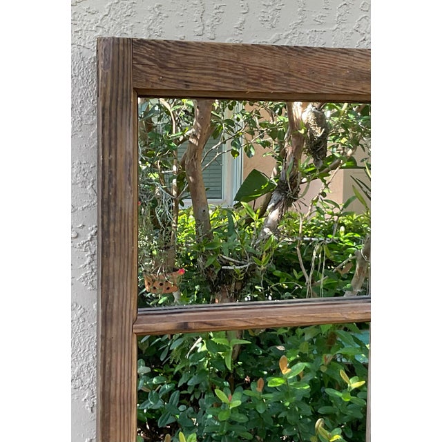 Wood Vintage Rustic Wood Window Pane Wall Mirror Salvaged North Carolina Mountain For Sale - Image 7 of 13