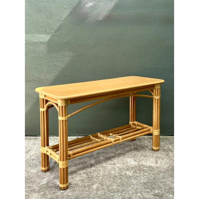 Vintage Rattan Console Table For Sale - Image 12 of 12
