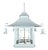 Vintage Chinoiserie Light Blue Iron Four-Lamp Pagoda Chandelier For Sale