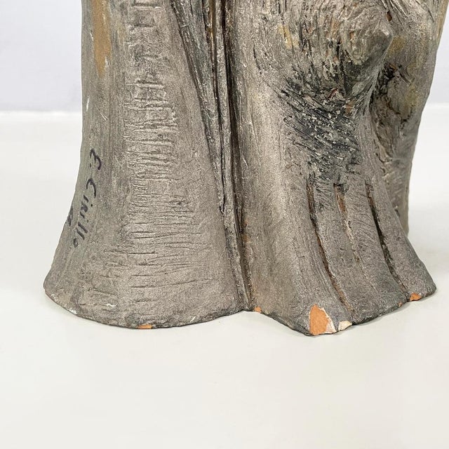 Italian Modern Abstract Sculpture in Dark Gray Terracotta by Edmondo Cirillo, 1968 For Sale - Image 13 of 17
