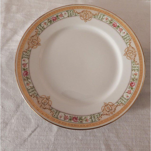 Late 19th Century Limoges C Ahrendfeldt Art Nouveau Pink Green Gold Gilt Porcelain Luncheon Dessert Plates- Set of 4 For Sale In Monterey, CA - Image 6 of 8