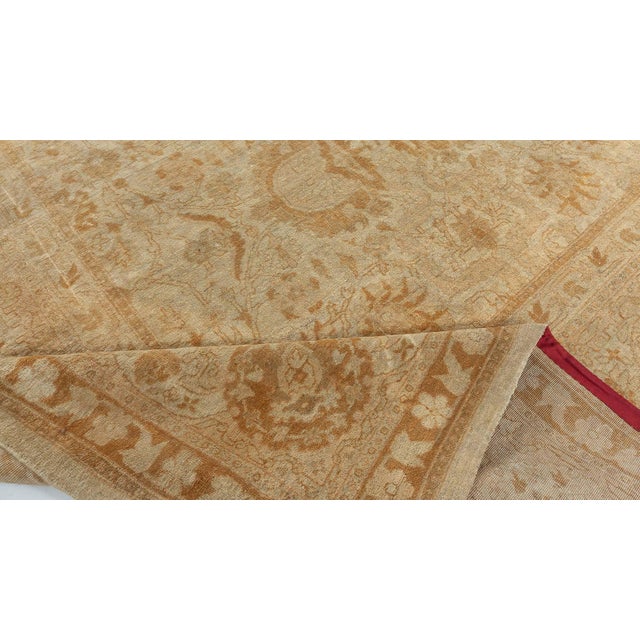 19th Century Indian Amritsar Beige, Camel and Caramel Handwoven Wool Rug For Sale - Image 4 of 9