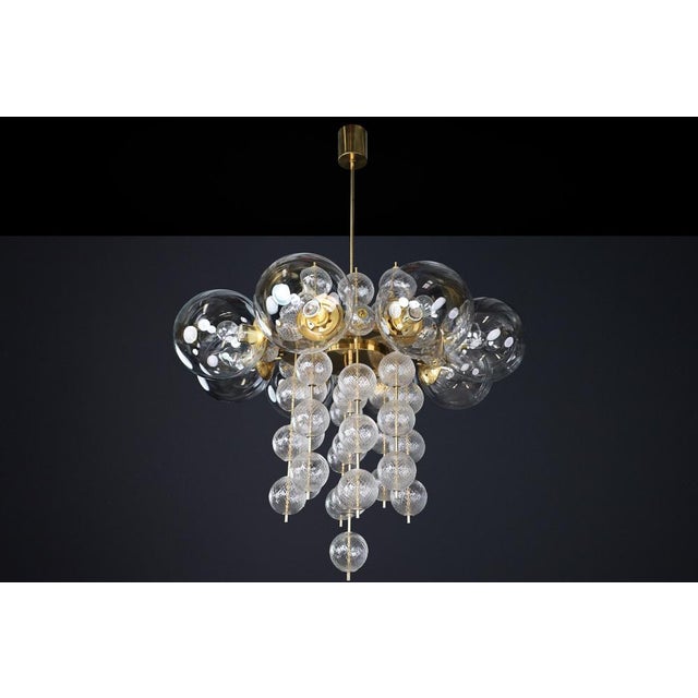 Czech Brass and Glass Chandeliers, 1960s, Set of 6 For Sale - Image 12 of 18