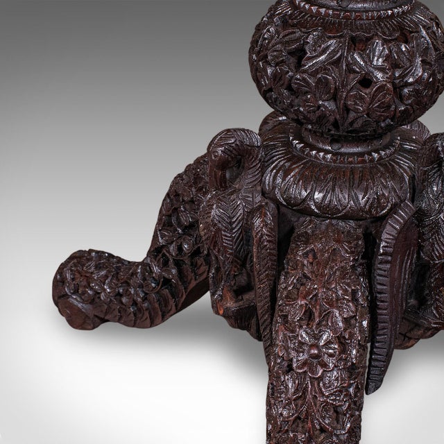 Antique Carved Tea Table, Burmese, Teak, Octagonal, Lamp, Side, Victorian, 1860 For Sale - Image 11 of 12