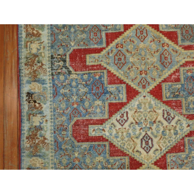 Fine Blue Red Antique Persian Senneh Rug - 3'5" x 5' For Sale - Image 18 of 18