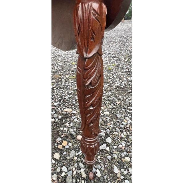 Brown Antique American Federal Acanthus Carved Drop Leaf Table For Sale - Image 8 of 9