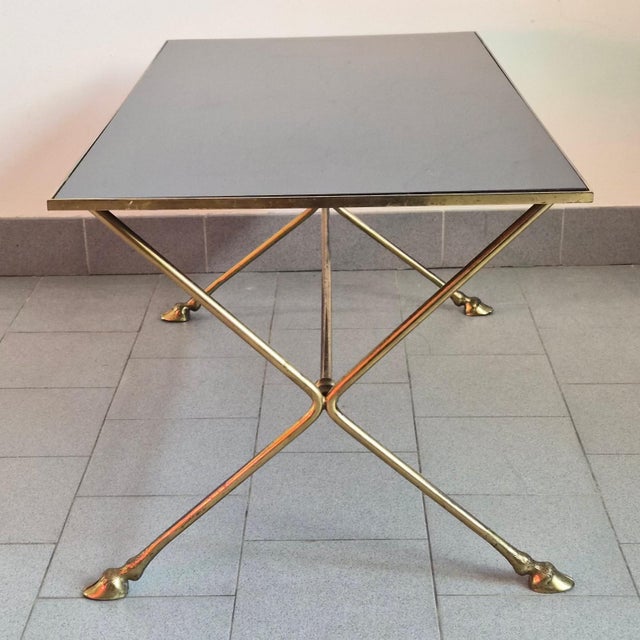 Vintage Coffee Table in Bronze and Glass with Goats Feet from Maison Jansen, 1970s For Sale - Image 9 of 15