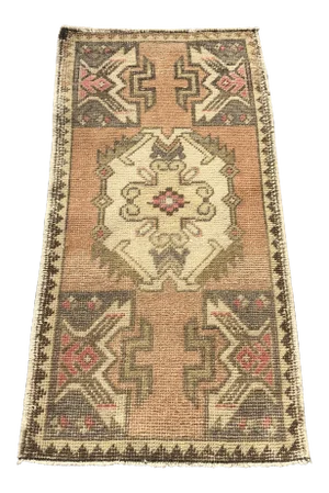 1960s Vintage Tribal Handmade Oushak Rug- 1′8″ × 3′4″
