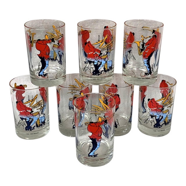 Vintage New Orleans Jazz Glasses a Set of 8 Chairish