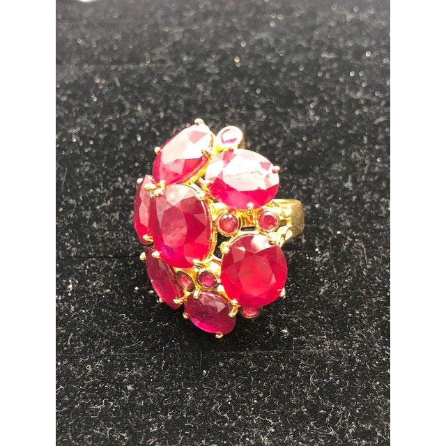 Bochic “Orient” Vintage Ruby Cocktail Ring Set In 18K Gold & Silver with Certifi For Sale - Image 15 of 15