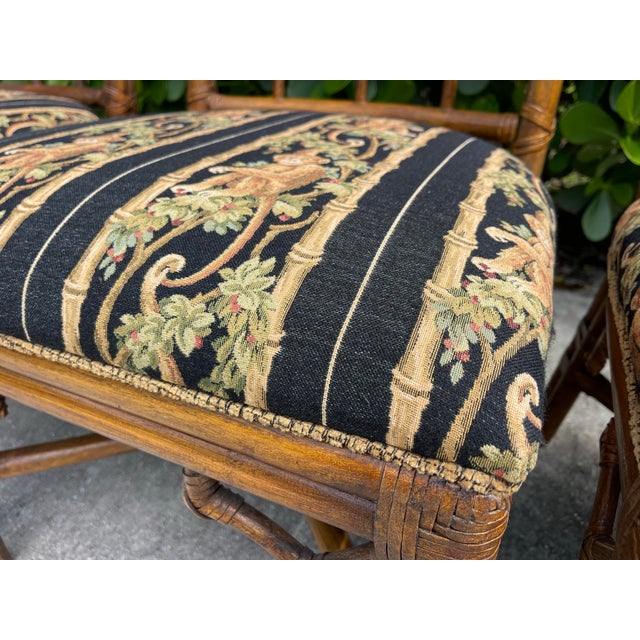 Vintage Palm Beach Regency Fretwork Rattan Dining Chairs | Set of 4 For Sale - Image 11 of 12