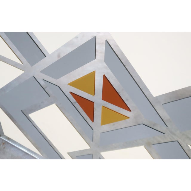 Silver Vintage Geometric Op Art Mirror Wall Hanging by Sharon Art Concept 70's Retro Mid Century Modern Atomic MCM For Sale - Image 8 of 12