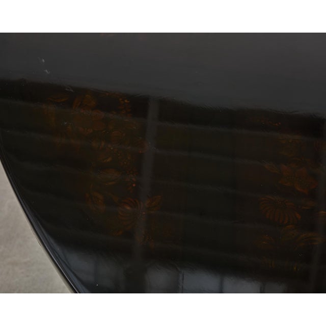 L. Rossi Expandable Round Chinoiserie Lacquered Dining Table 7 Ft For Sale - Image 9 of 18