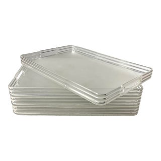 Vintage Retro 1970s Sally Designs Clear Acrylic Stacking Serving Trays—set of 4 For Sale