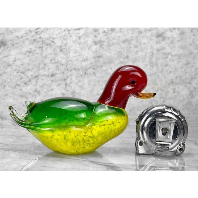 Italian Vintage Italian Murano Art Glass Duck Sculpture Paper Weight For Sale - Image 3 of 10