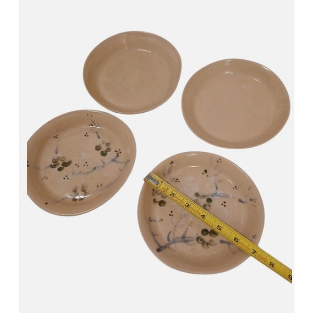 Vintage Asian Pottery Sushi Plates Oriental Cherry Blossom Floral Hand Painted - 8 pcs For Sale - Image 9 of 9