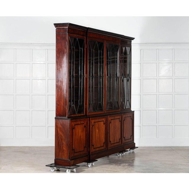 Irish Georgian Ebonised Mahogany and Astral Glazed Breakfront Bookcase, 1790s For Sale - Image 3 of 16
