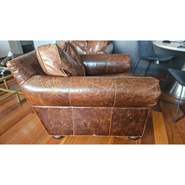 Restoration Hardware Lancaster Brown Leather Luxe Depth Club Chairs For Sale - Image 15 of 15