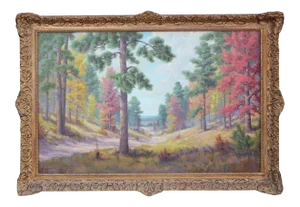 Dollie Nabinger Idealistic Fall Texas Oil Paint Landscape 1950s