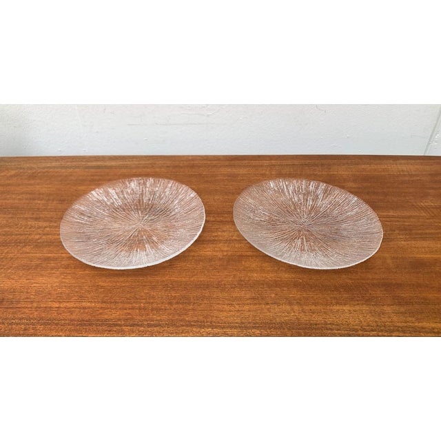 Vintage Scandianvian Tree Bark Glass Plates, Set of 2 For Sale - Image 10 of 16