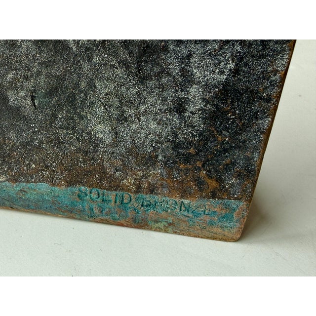 Antique Solid Bronze Embossed Bookends Depicting a Couple in Prayer Styled After the Angelus by Millet For Sale - Image 9 of 9