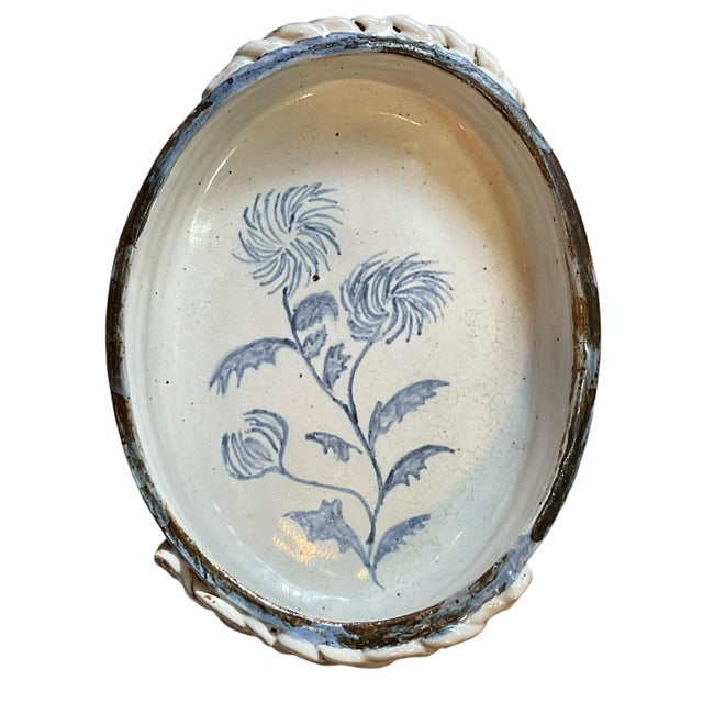 This is a vintage studio pottery tray in blue and white. I love the rustic nature of the glaze, the hand painted flowers,...