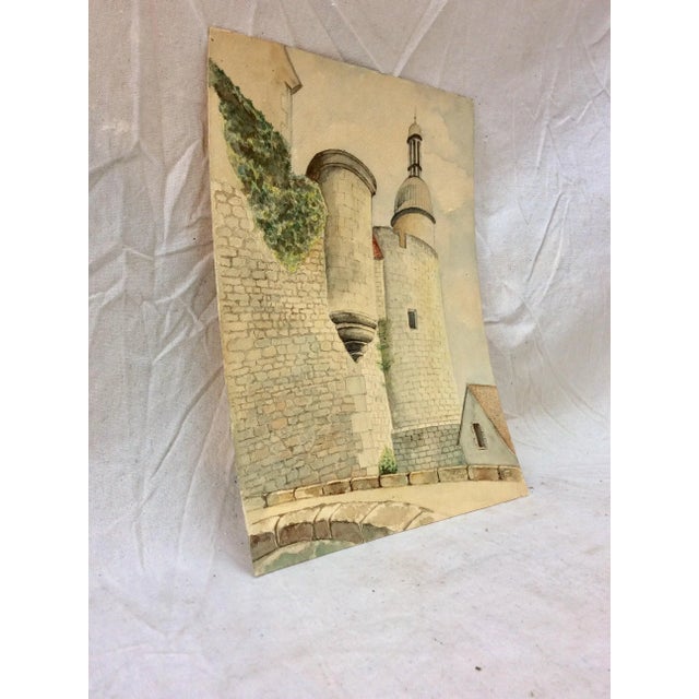 This is a beautiful French artist rendition of a section of a castle in Bourbon L' Archambault, France. Bourbon L'...