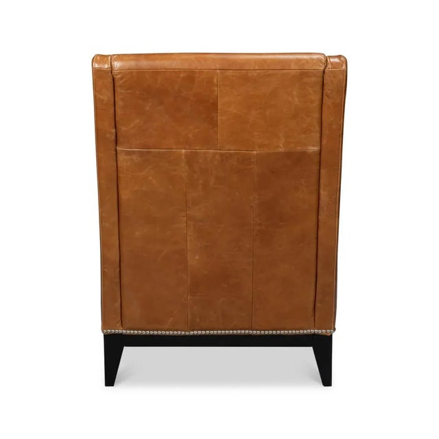 2020s Contemporary Brown Leather Accent Chair For Sale - Image 5 of 10