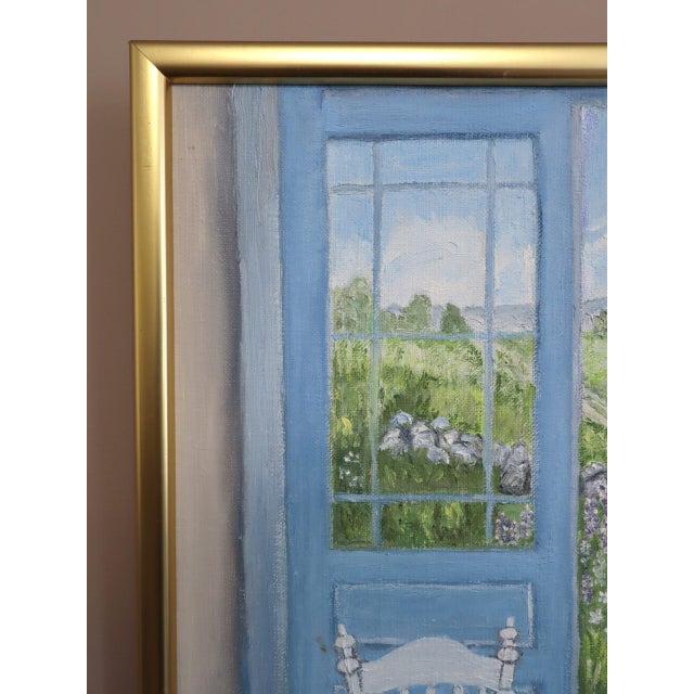 Mid-Century Modern 'Open Doors to Summer' Vintage Swedish Interior Scene Oil Painting, Framed For Sale - Image 6 of 14