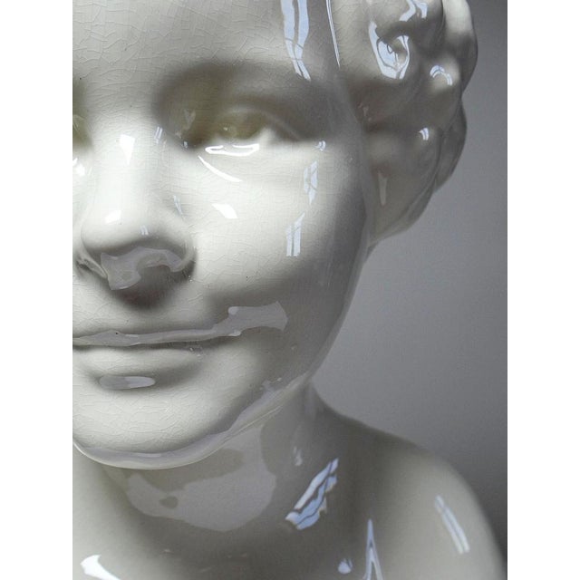 Large Art Deco Faience Bust from Sarreguemines, 20th Century For Sale - Image 6 of 17