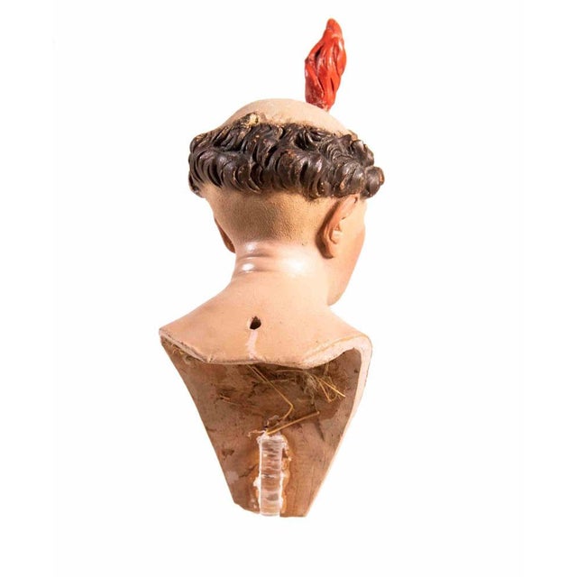 18th Century Polychrome Ceramic Head Sculpture with Glass Eyes For Sale - Image 3 of 6