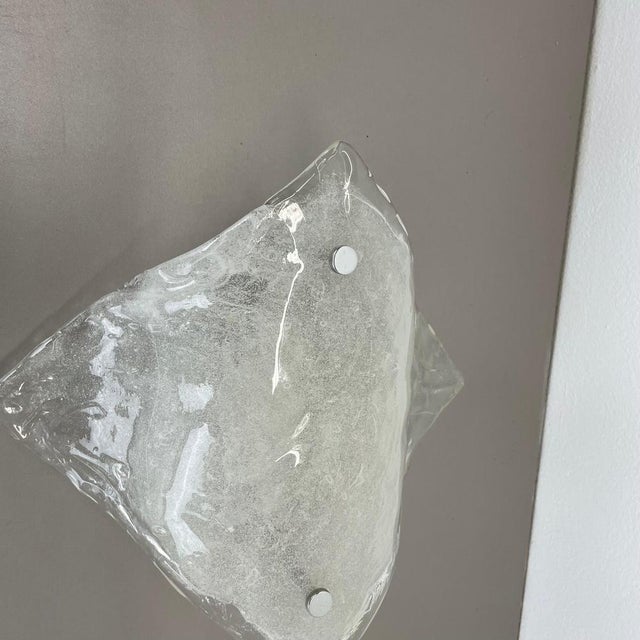 Large Vintage Hollywood Regency Ice Glass Wall Light Made from Kalmar Lights, 1970 For Sale - Image 9 of 18