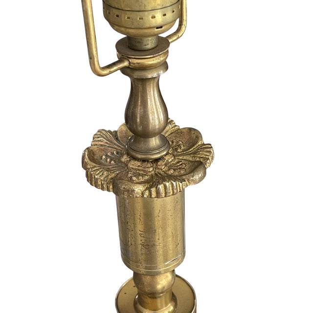 1960s Vintage Sculptural Brass Neoclassical Revival Table Lamps - a Pair For Sale - Image 4 of 12