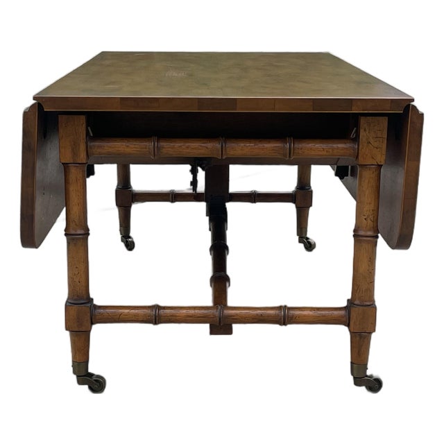Faux Bamboo Drop Leaf Coffee & Game Table For Sale
