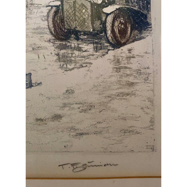 French Tavik Simon Listed Czech Artist Notre Dame Paris in Winter Large Color Etching, Signed, Framed For Sale - Image 3 of 6