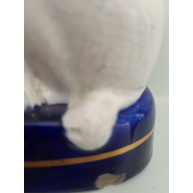 Victorian Staffordshire Poodle Family on Cobalt Bases, 1870s, Set of 2 For Sale - Image 6 of 7