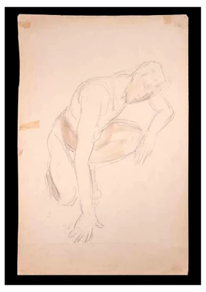 Norbert Meyre, Warm-Up, Drawing in Pencil, Early 20th-Century