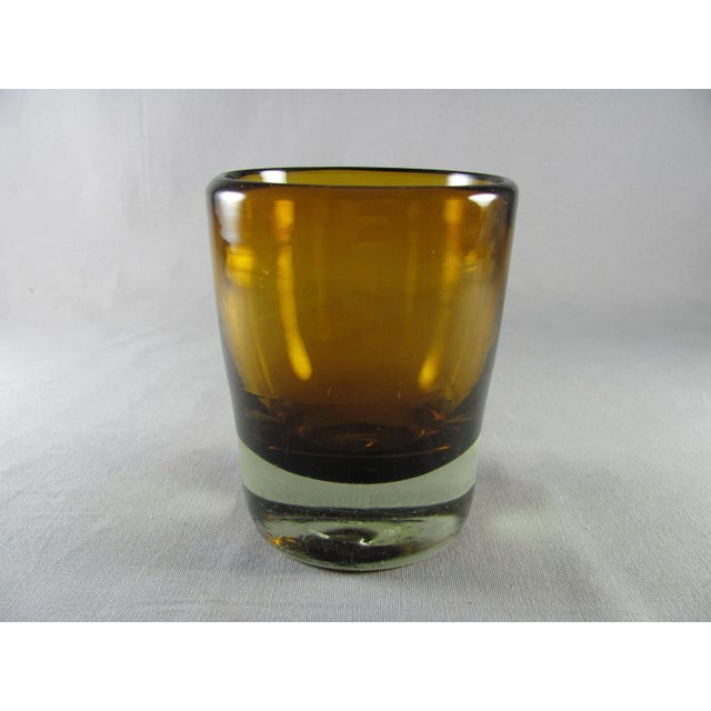 Glass Handblown Citrine Amber Lowball Glass Tumblers - Set of 8 For Sale - Image 7 of 7