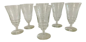 Vintage Libbey Glass Rock Sharpe Roselle Pattern Water Goblets S/6